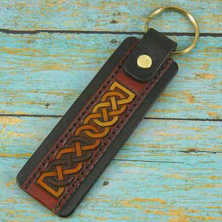 Key Fob, Strap Overlay, #6, Black/Brown